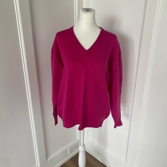 Ralph Lauren Womens Pink Lambswool V Neck Long Sleeve Sweater Size Medium - Picture 1 of 8